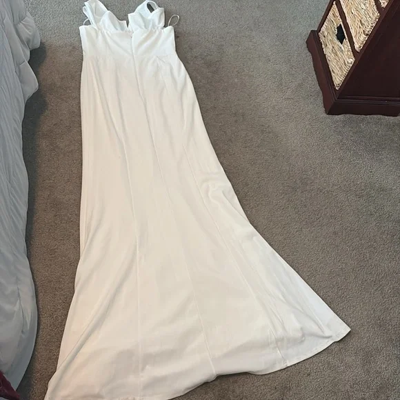 Lulu’s Elegant White Off-Shoulder Gown - Picture 5 of 6